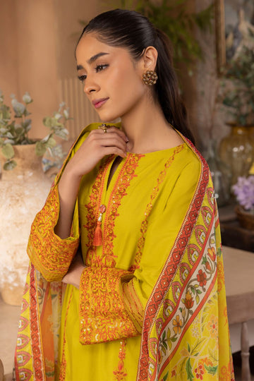 Zellbury Embroidered Shirt Shalwar Dupatta - Yellow - Lawn Suit - 1144 Online Shopping